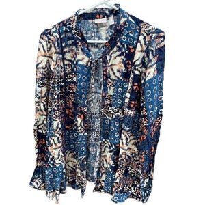 LOGO Lori Goldstein size M tie at neck open cardigan